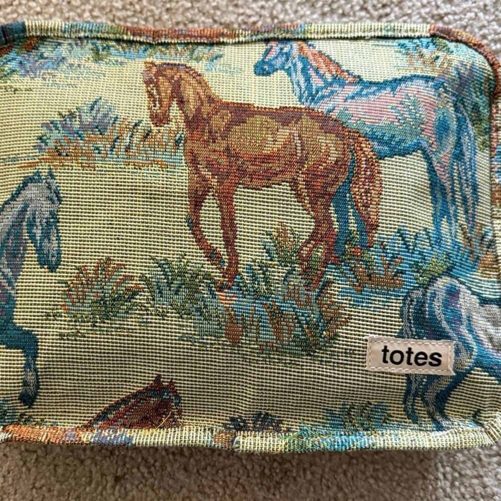 Totes Horse Tapestry Rolling Shopping Tote Bag Foldable Wheeled Cart - Picture 6 of 7